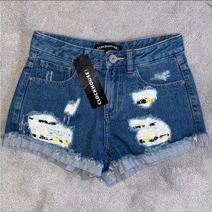 NWT Clockhouse dark denim ripped mini shorts